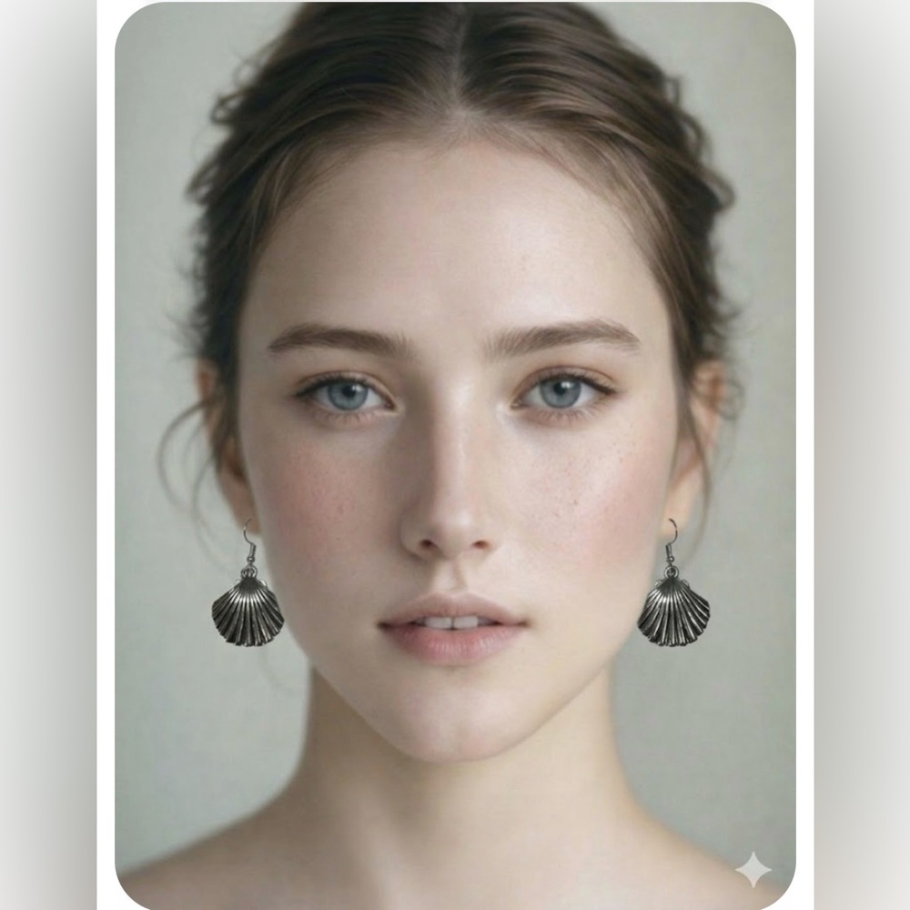 Delicate Silver Sea Shell Drop Earrings